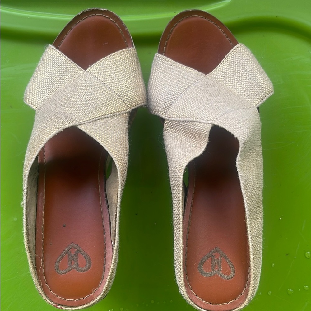 Madeline Beige Wedge Sandals